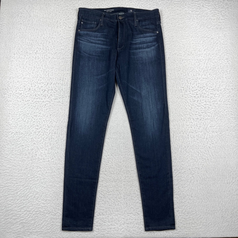 AG Jeans Womens 31 Blue Farrah Skinny High Rise Dark Wash Designer Denim